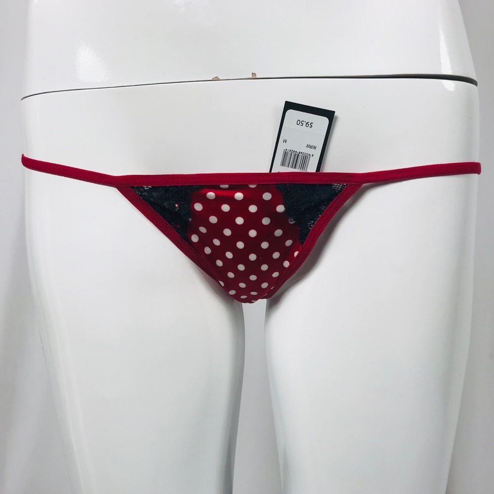 Red and Black white polka dots g-string